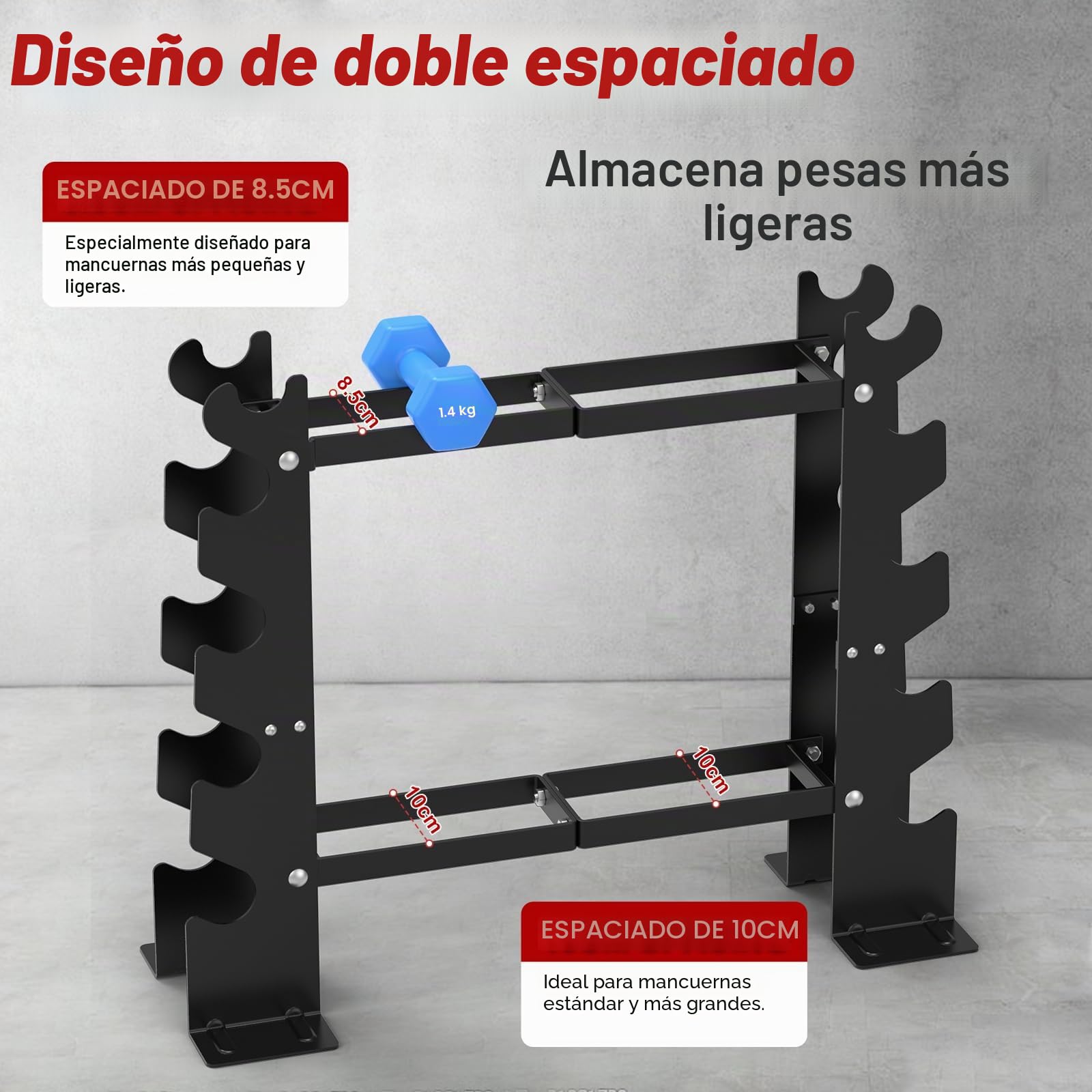 RELIFE REBUILD YOUR LIFE Soporte para pesas Estante para Mancuernas Dumbbell Rack Stand Estante de Pesas Multicapa Dumbbell Rack Stand Organizador Gimnasio