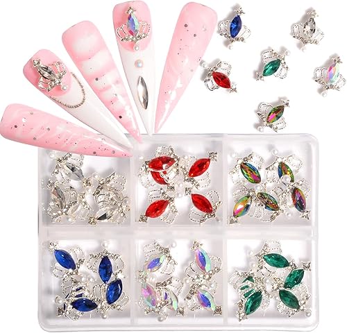 Miniatura 2 de Weilusi - 30 dijes de uñas 3D, corona de Weilusi para arte de uñas, diamantes de imitación de metal de lujo, corona de plata, diamantes de