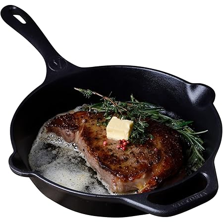Victoria 10-Inch Cast-Iron Skillet, Pre-Seasoned Cast-Iron Frying Pan with Long Handle, Made in Colombia