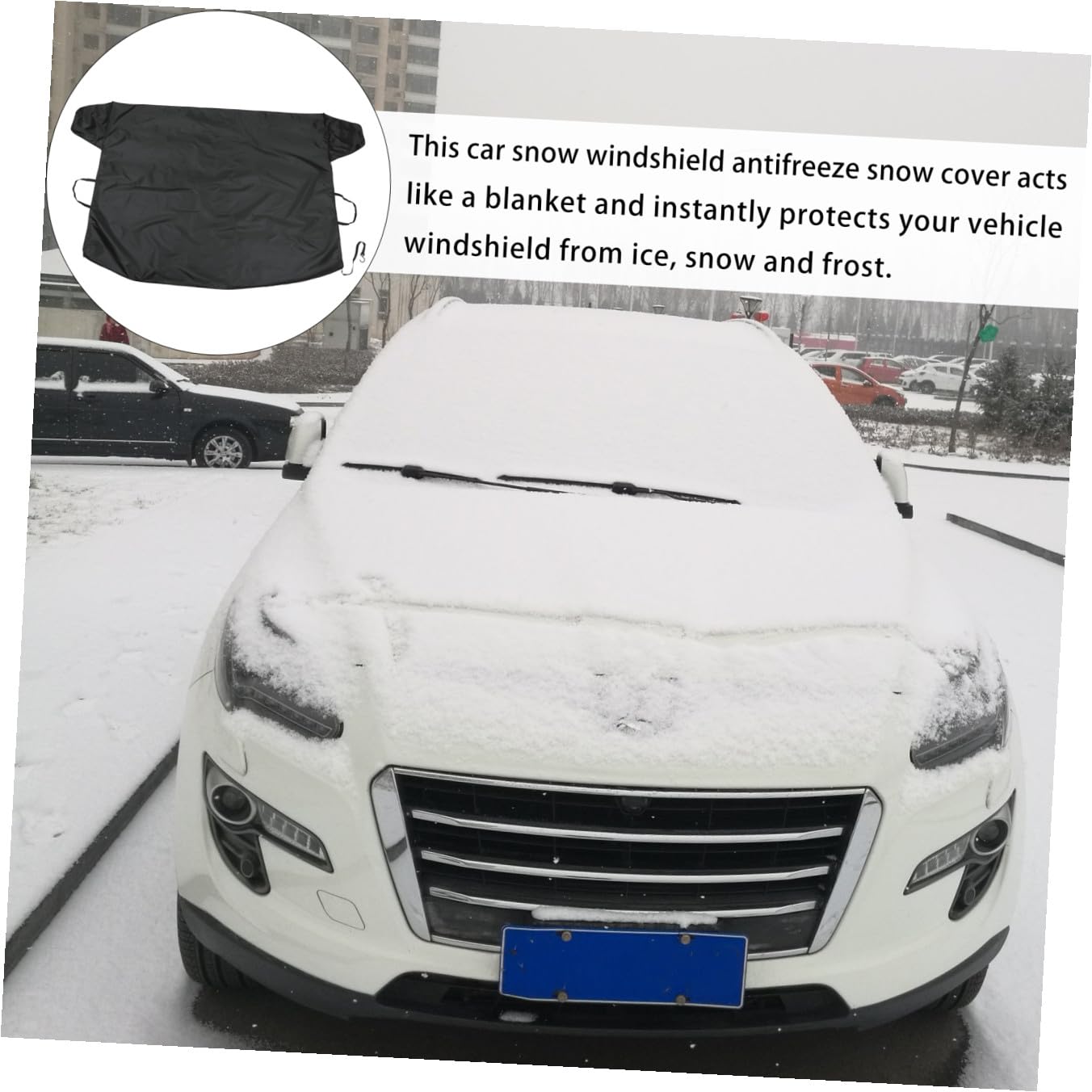 Oxford Housse de Pare-brise Noir, Anti-neige pour Voiture Hiver