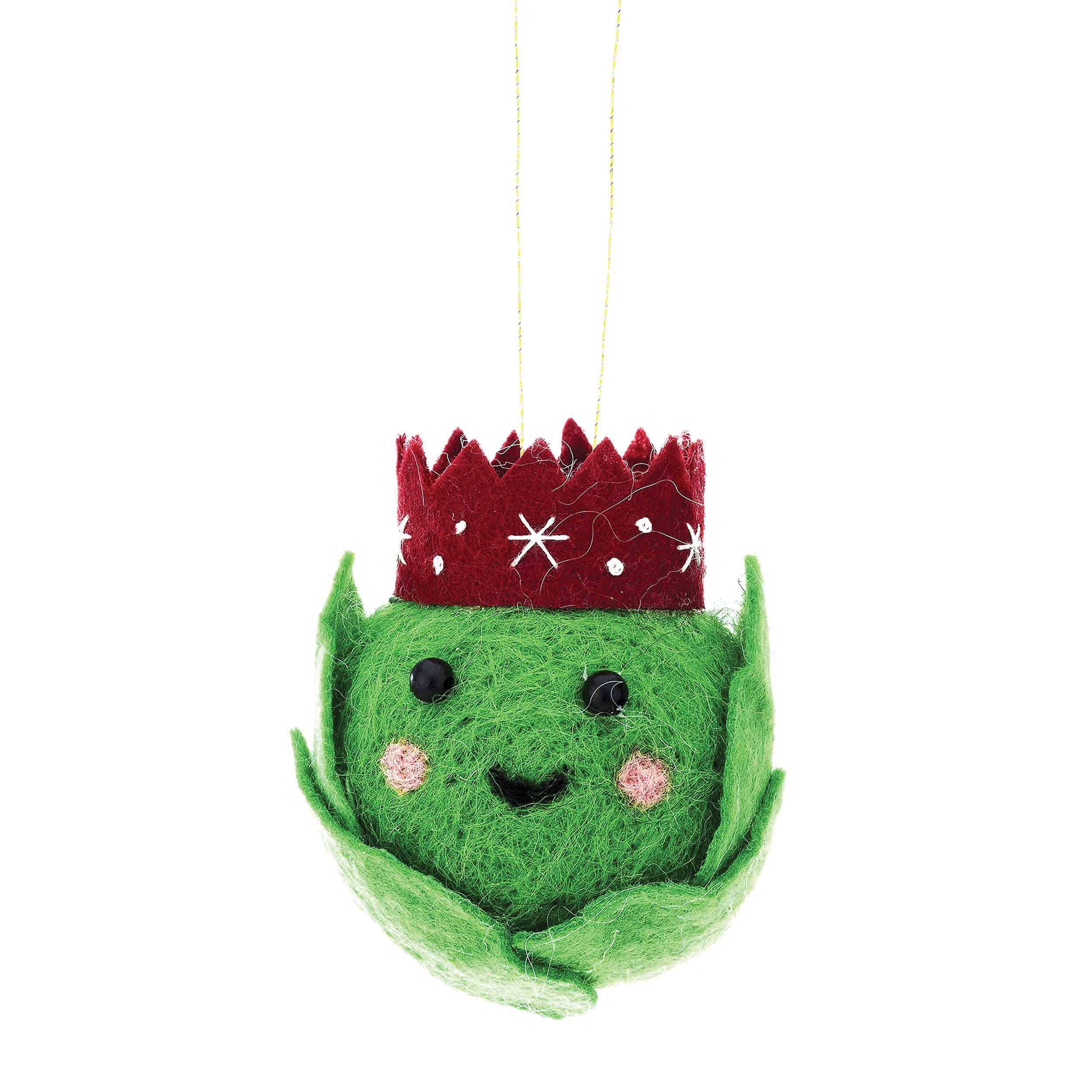 Sass & Belle Green Fun Food Brussels Sprout Hanging Felt Decoration