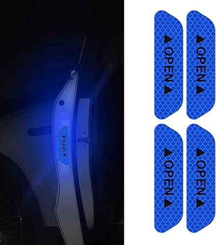 Dewkou Paquete de 4 calcomanías reflectantes para puerta de automóvil, marcas de advertencia impermeables y anticolisión para automóviles
