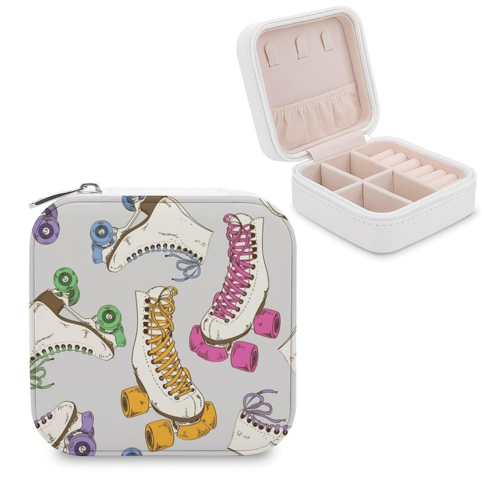 Boîte à bijoux rétro en cuir synthétique de qualité et doublure flanelle