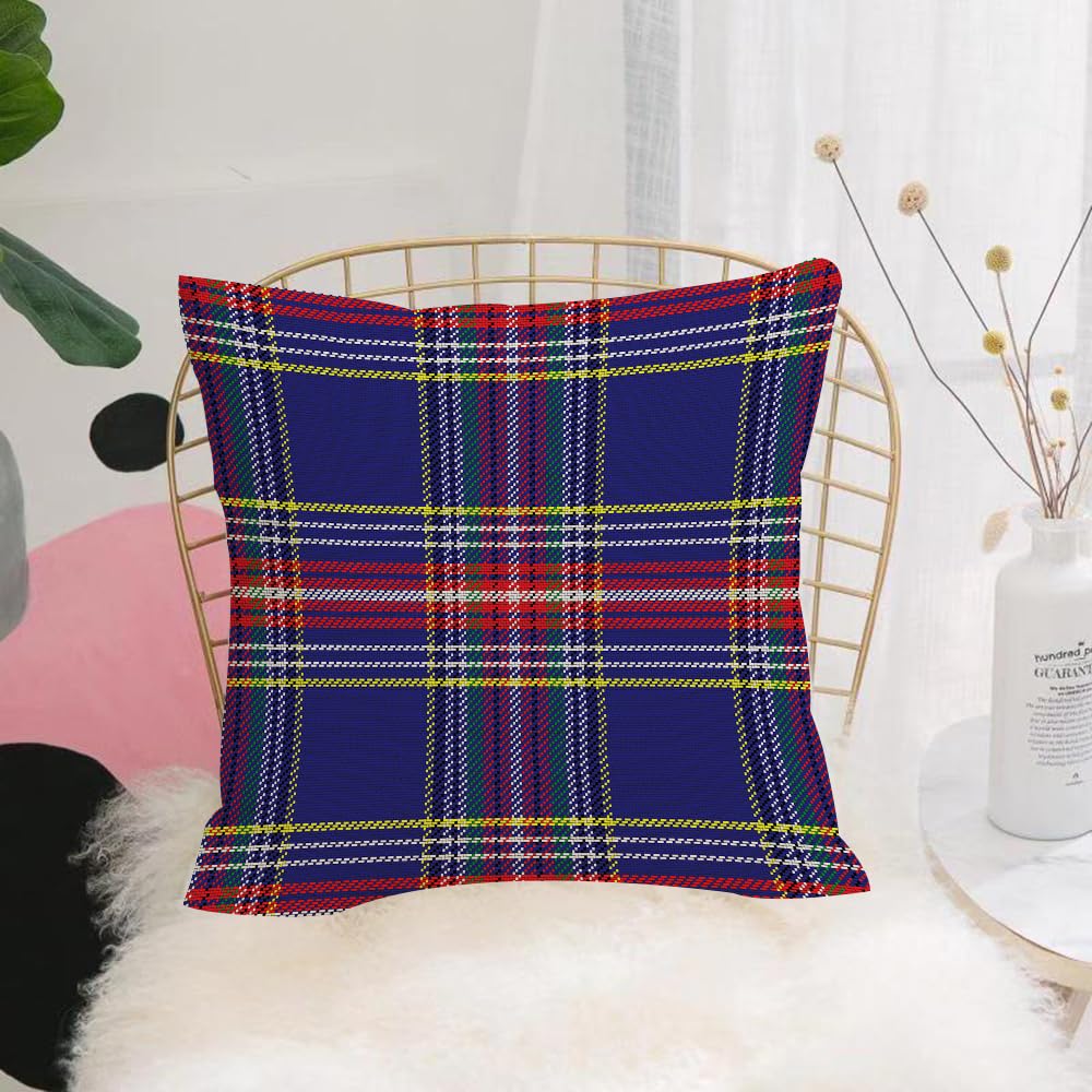 HYOSXW Cushion Cover,Throw Pillow Case Home Decorative for Living Room Bedroom Sofa Chair 16X16 Inch,Plaid, old-fashioned Scottish tartan country house style with a geometric look,Pillowcase 40X40cm