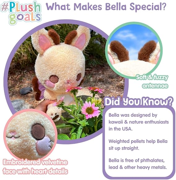 Cuddle Barn PlushGoals - Bella The Bouncy Bunny-Fly | Cute Kawaii Soft Plush Butterfly Bunny Rabbit Cuddly Fairy, 11 inches