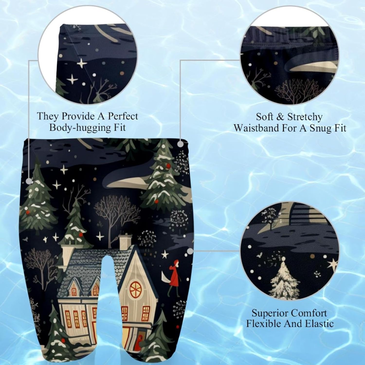 Christmas Trees Swimsuit Mens Swim Jammers Endurance Long Racing Training Swimsuit