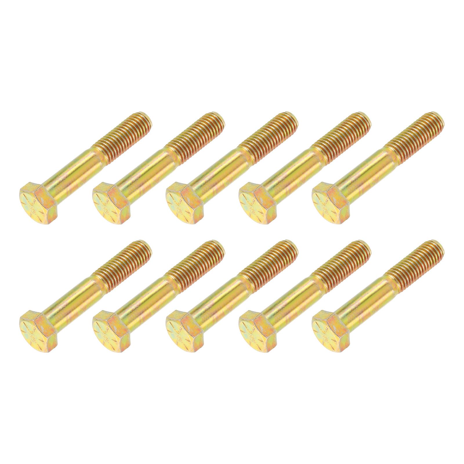 METALLIXITY Hex Bolts (5/8-11 x 3-1/2") 10Pcs, 8 Grade Carbon Steel Zinc Plated, UNC Coarse Thread, External Hex Drive