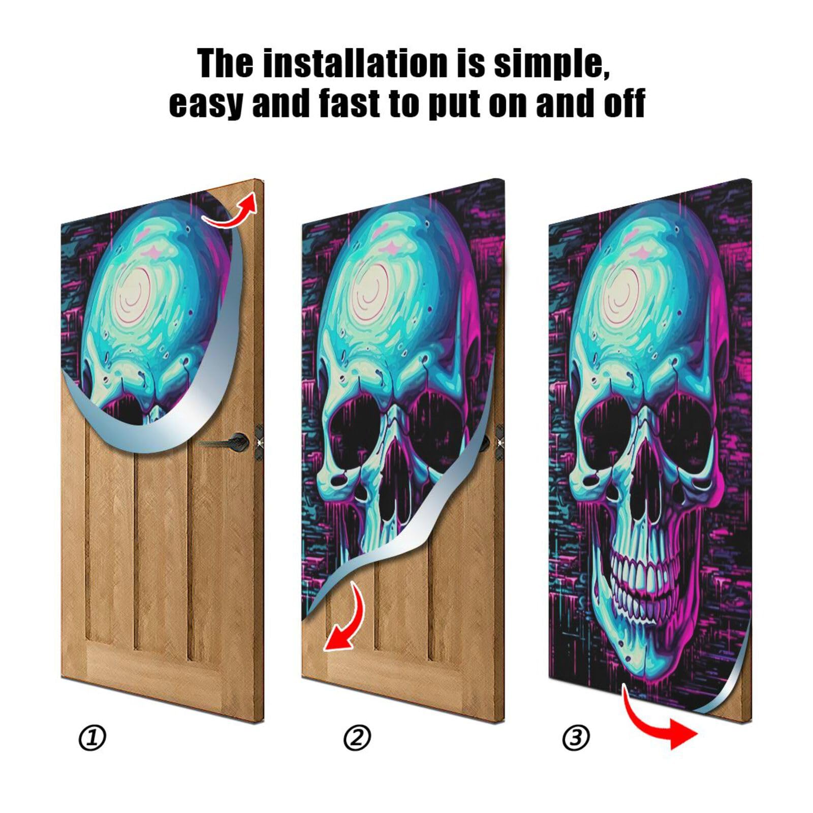 FLildon Digital Skull Door Cover Decoration, Party Accessory Porch Decor for Festive Ornament Room Door Covers 36 x 98 Inch