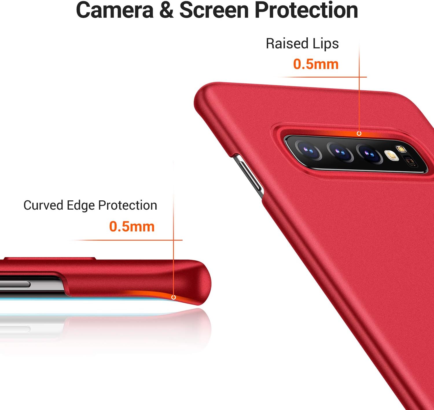 TORRAS Slim Fit Galaxy S10 Plus Case, Hard Plastic Ultra Thin Phone Cover Case with Matte Finish Grip Compatible with Samsung Galaxy S10 Plus, Red