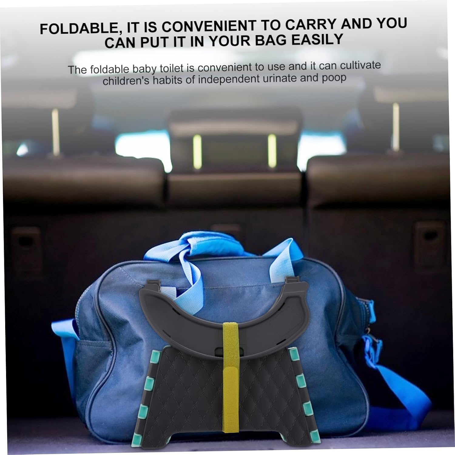 Vaguelly 1set Foldable Potty Portable Travel Toilet for Toddlers Lightweight Compact Design for Car Outdoor Use Cleaning Bags Included