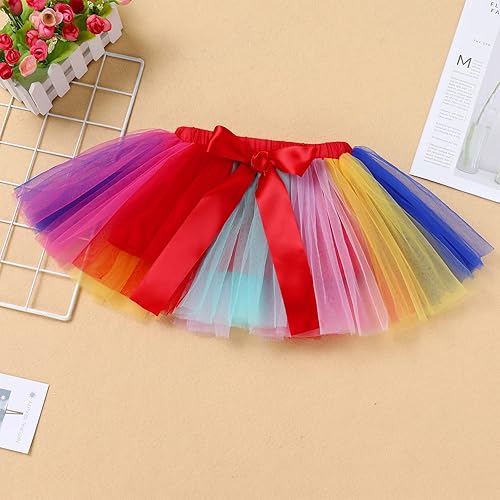 Miniatura 4 de IMEKIS Traje de circo para el primer cumpleaños de bebé niña con falda tutú arcoíris + diadema para Halloween, sesión de fotos