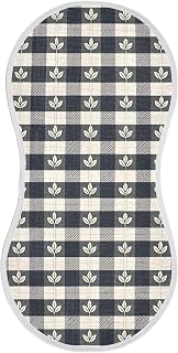 Muslin Burp Cloth for Baby 1PC Leaf Plaid Black White Super Absorbent Burping Cloths, Bibs for Newborn Boys Girls