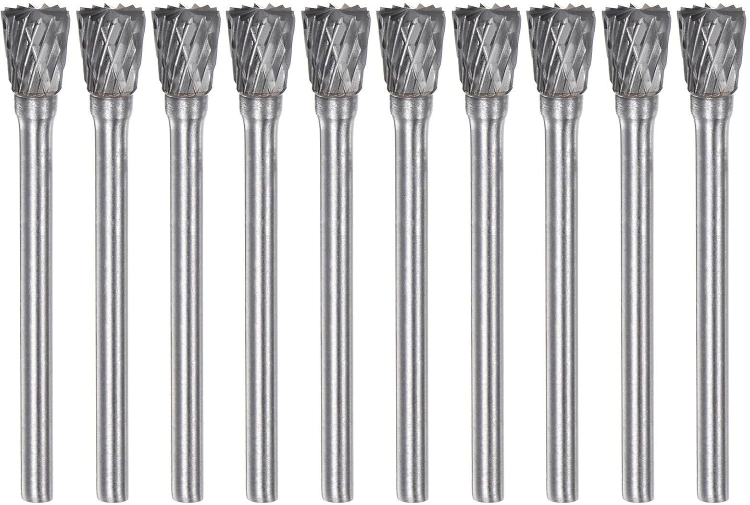 Toolparts And Accessories 10pcs 1/4" (6mm) Head 1/8" (3mm) Shank N-Shape Double Cut Carbide Rotary Burrs (#CN#130824-03298)