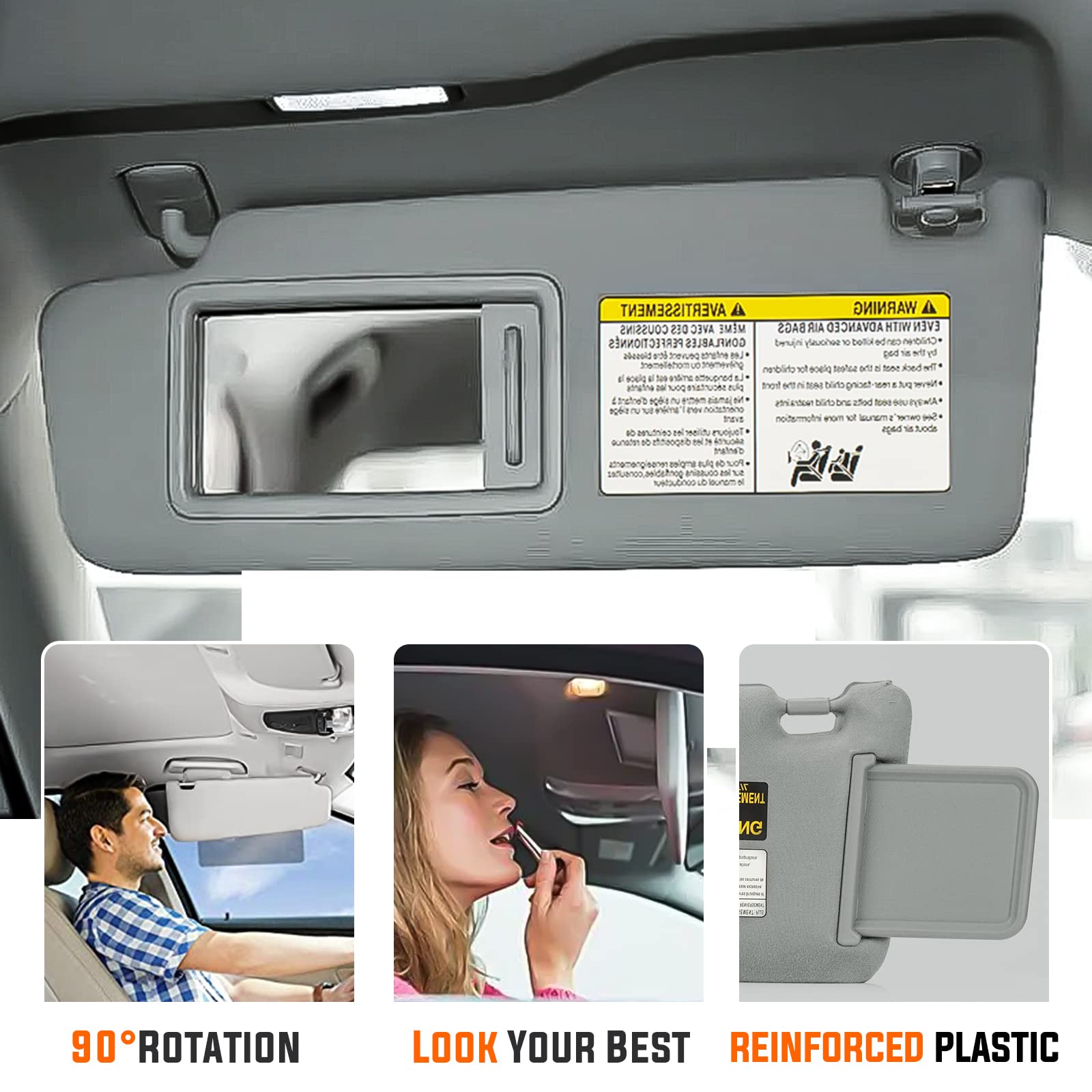 Par De Parasoles Grises Para Toyota Tacoma 2005-2015 - Lado Conductor Y Pasajero, Con Espejo Extensible