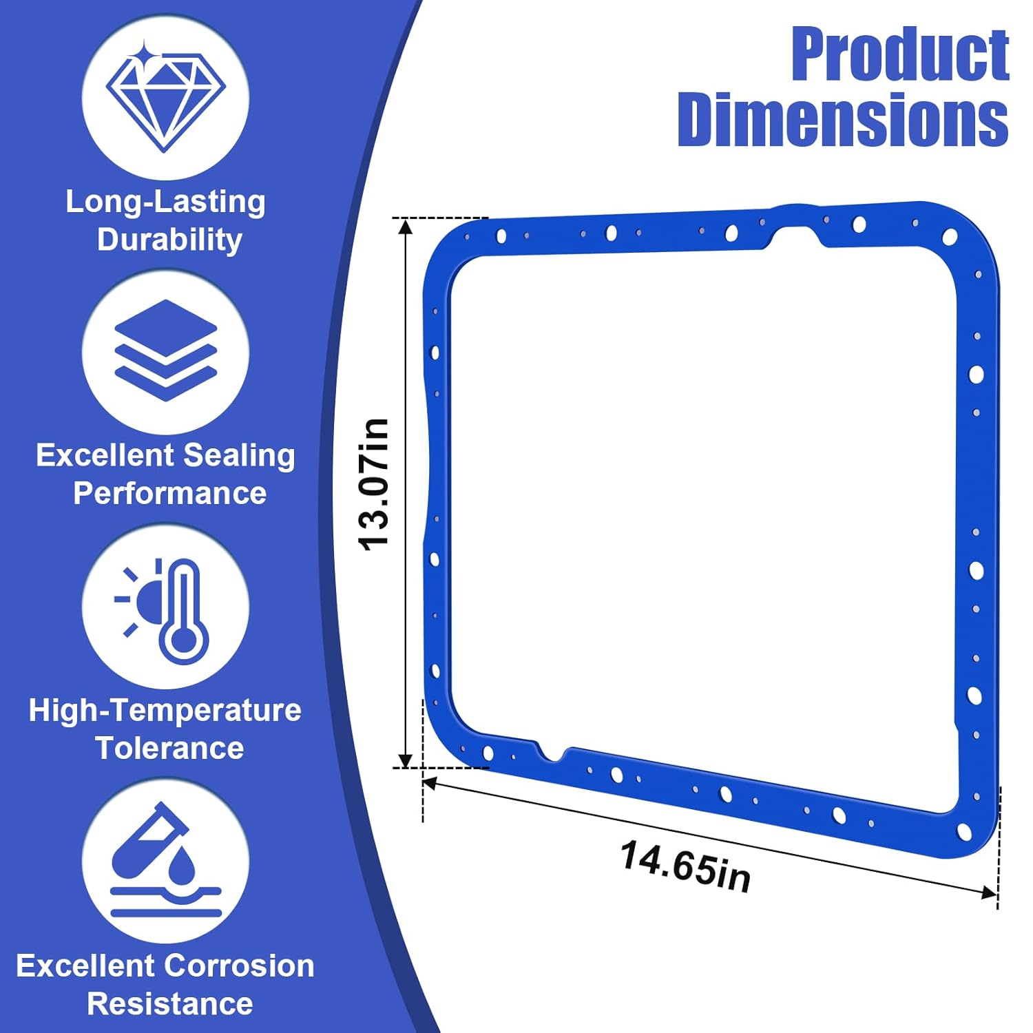 93104 Transmission Oil Pan Gasket for GM 4L60E & 700R4 — Direct Replacement for Moroso 93104 — Steel-Shimmed, Vulcanized High-Durometer Rubber, 3/16" Thick