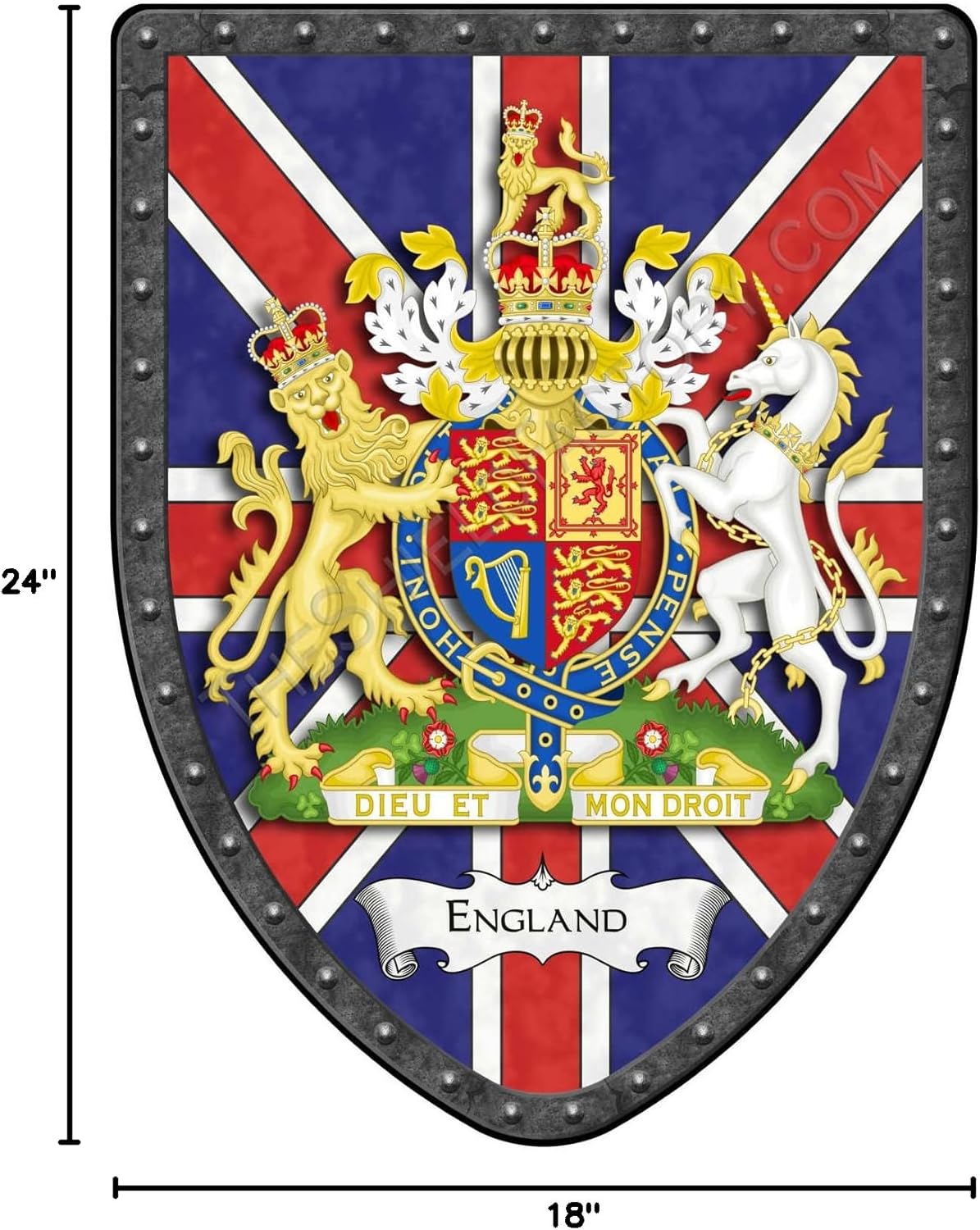 England Coat of Arms Country Display Shield Hand Made in The USA - English Union Jack Flag
