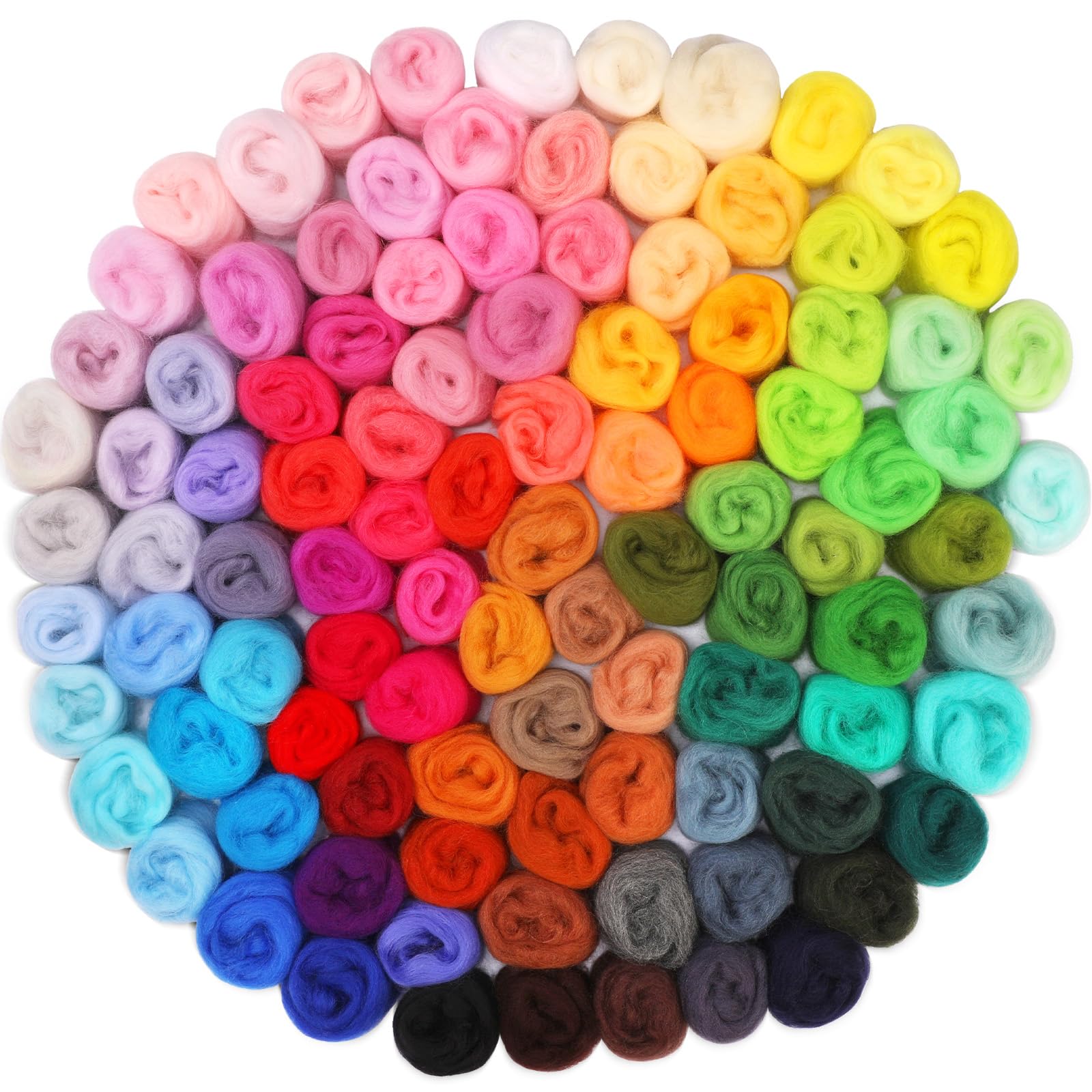 Juego de lana de fieltro de 100 colores – 300 g de lana de oveja para fieltro húmedo y seco | Premium lana merino para tejer, fieltro con fibras naturales