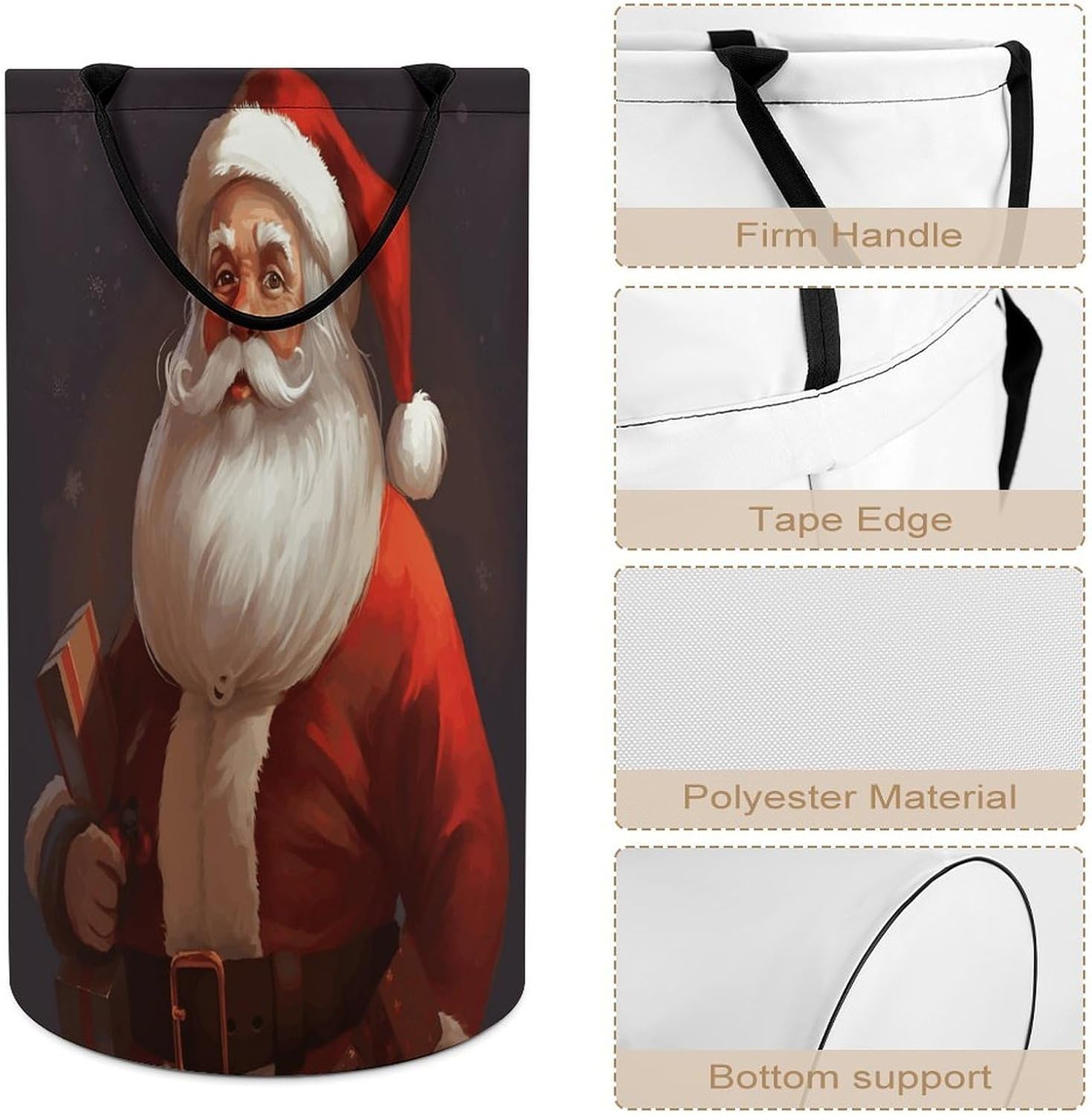 Santa Claus Laundry Hamper Waterproof Clothes Basket Large Capacity Collapsible Laundry Basket Freestanding Clothes Hamper for Dorm Family Bathroom Decor Storage 86L