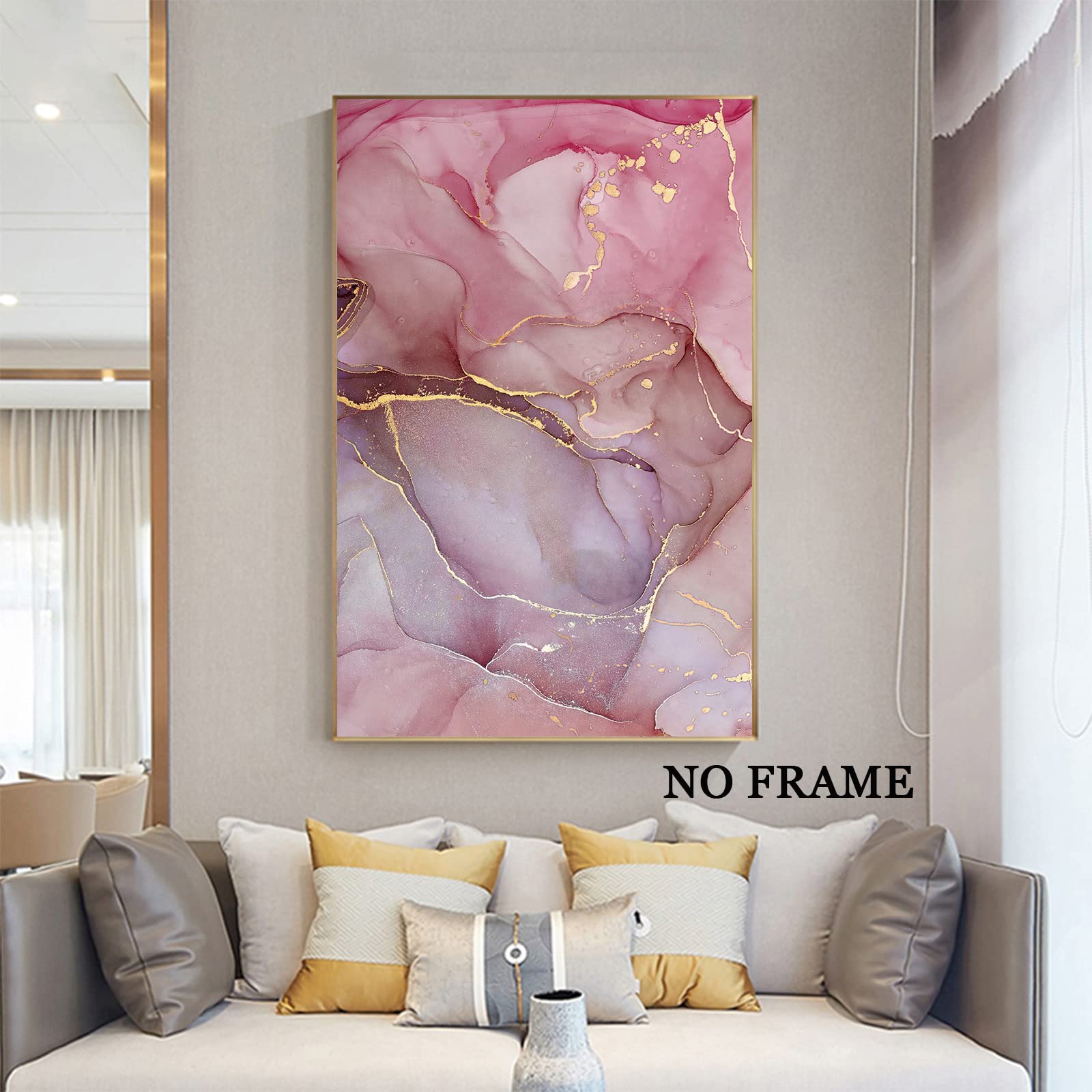 Abstraktes Leinwandbild 'Rosa & Gold Marmor' – 40x60 Cm, Moderner Kunstdruck Für Wohnzimmer & Büro