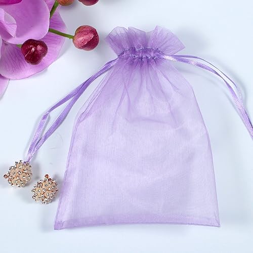 Miniatura 55 de Wudygirl 100 bolsas de organza gris transparente de 5 x 7 pulgadas con cordón transparente, bolsas de joyería para fiestas, bodas, vacaciones