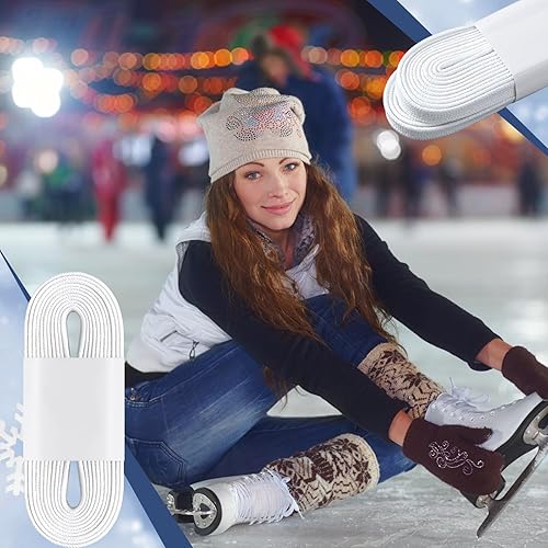 Miniatura 5 de Lyrow 3 pares de cordones de patinaje artístico, cordones encerados de 108 pulgadas para patines artísticos, patines de ruedas, botas de patinaje