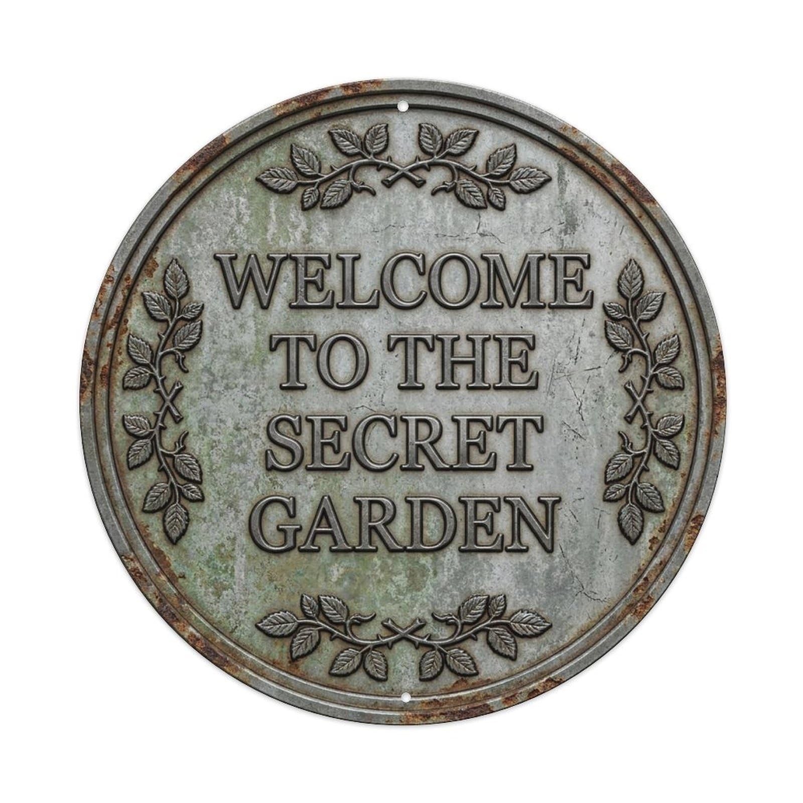 Vintage Welcome Secret Garden Iron Ash Bramble Metal Tin Sign