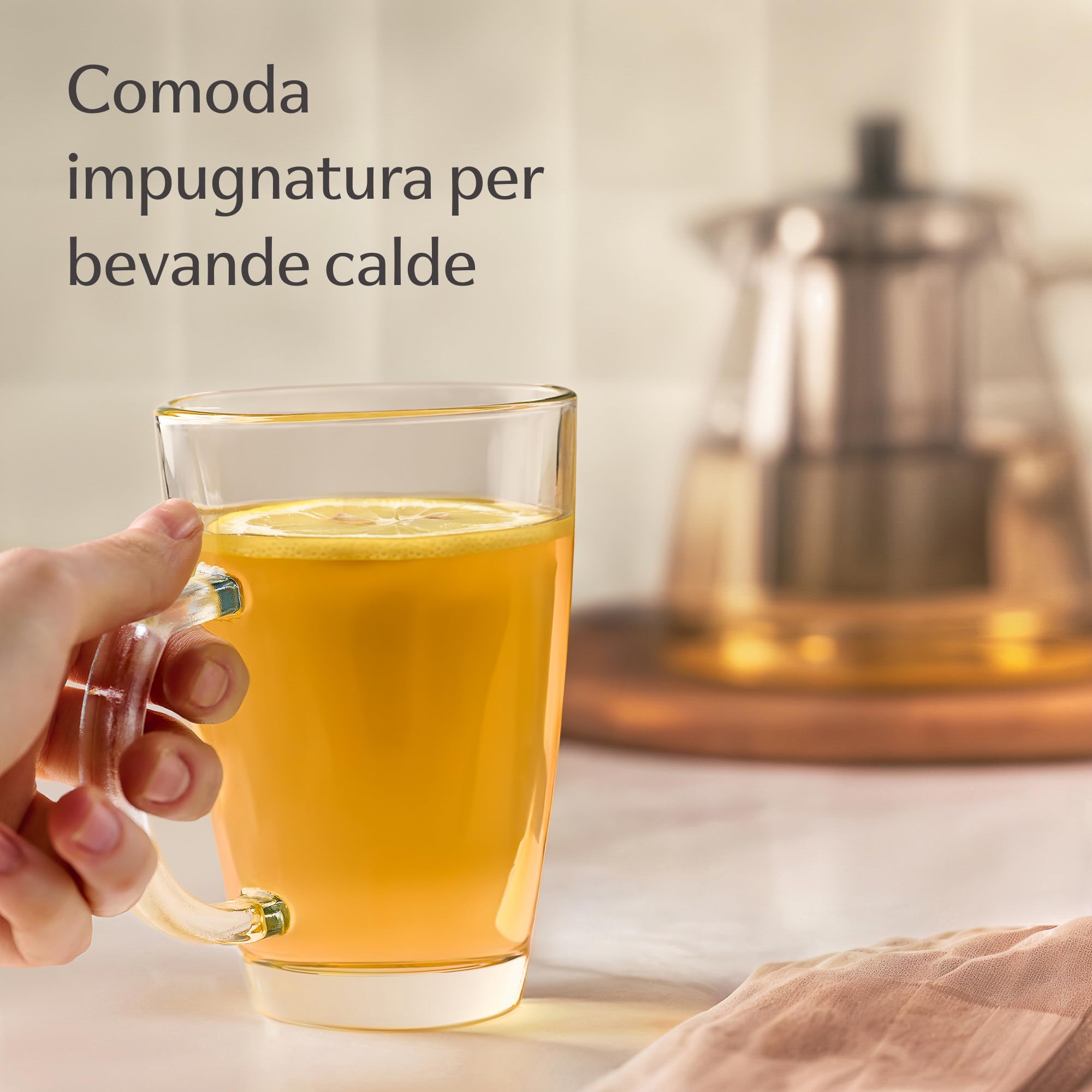 Cosumy 6 Tazze da Latte Macchiato con Cucchiaini Lunghi - 300ml - Mantengono il Calore - Lavabili in Lavastoviglie - Bicchieri da tè e da caffè