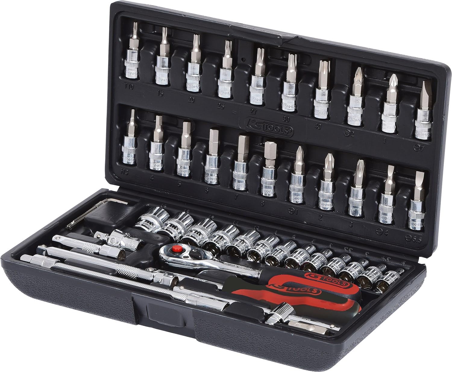 SK Hand Tool KS TOOLS 1/4" CHROMEplus Socket Set, 46 pcs, Clear