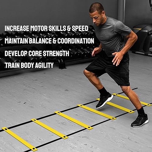 Miniatura 2 de TNZMART Escalera de velocidad de Agility de 10 pies y 20 pies para entrenamiento de fútbol americano y baloncesto con bolsa de transporte
