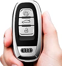 Uxinuo for Audi Key Fob Cover Premium Soft TPU 360 Degree Full Protection Key Shell Key Case Cover Compatible with Audi A4L A6L Q5 A5 A7 A8 S5 S7 Keyless Entry_(Silver) - coolthings.us
