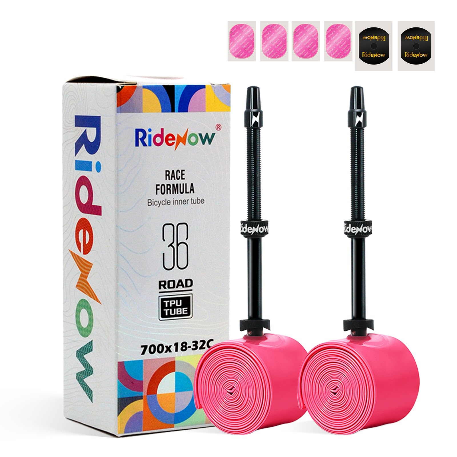 RideNow Camera d'aria interna in TPU 700x18-28C 700x18-32C 700x28-38C Ultraleggera | 2 camere d'aria per bicicletta, a prova di perdite, 700C, con valvola Presta in metallo da 45/65/85 mm, 24 g/36 g/39 g