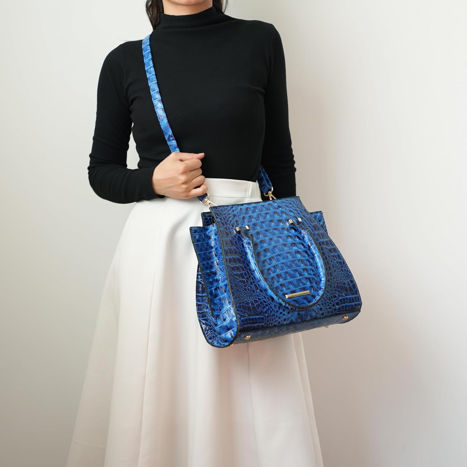 MKF Collection Tote Bag for Women & Wristlet Wallet, Crocodile-Embossed Vegan Leather Top-Handle Handbag Purse Set by Mia k - Image 3