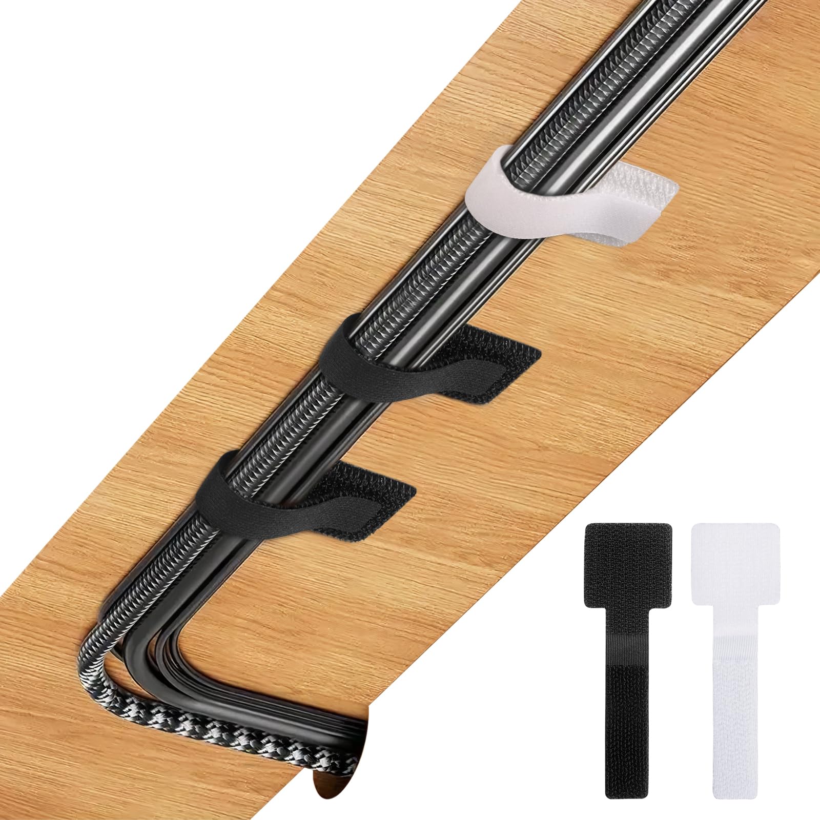 30pcs Adhesive Cable Ties, 3M Double Coated Tissue Tape Zip Tie Loop Wire Organizer Adhesive Mounts with Strong Fixation for Home Office(15pc Black &15pcWhite)