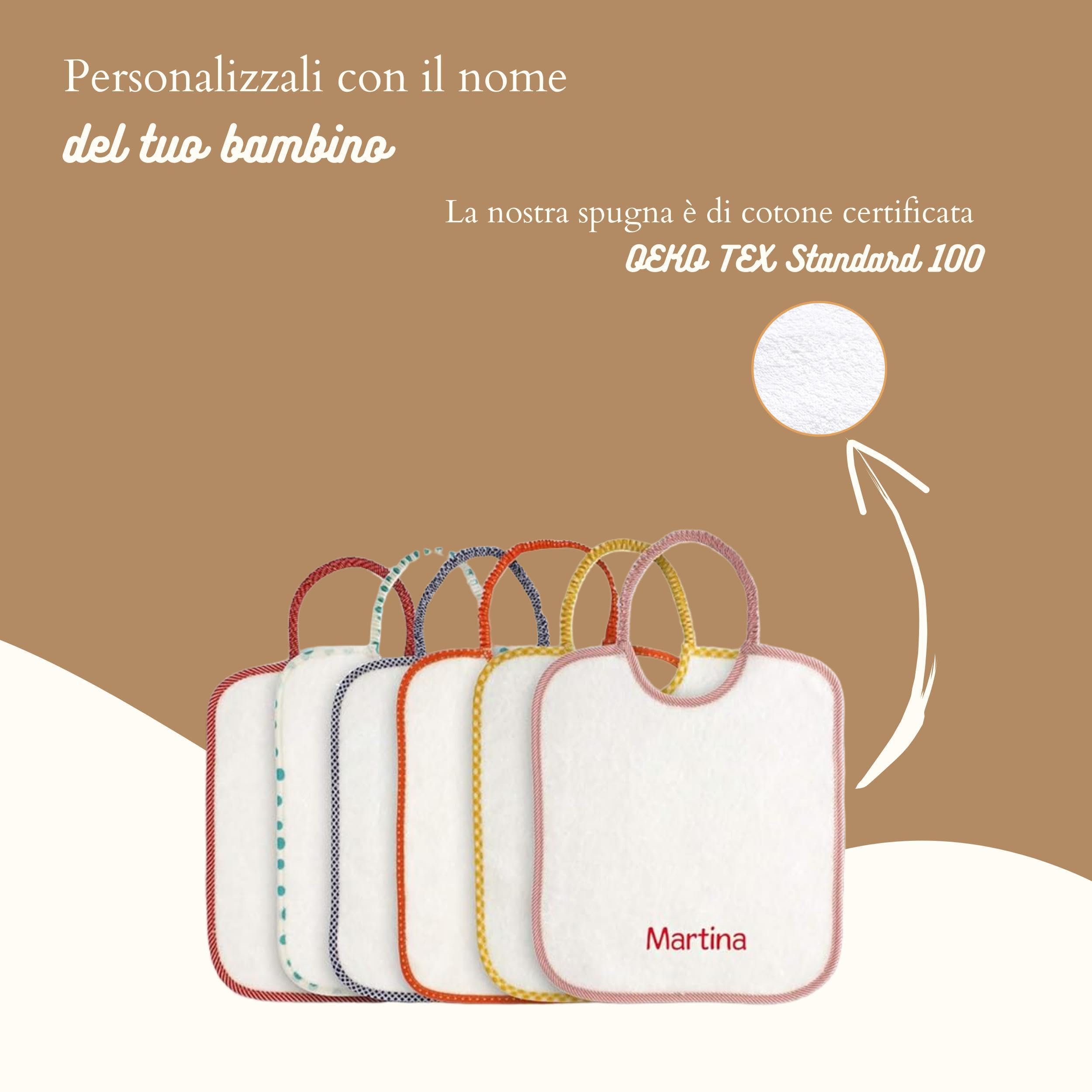 Coccole - Set Asilo Nido 6 Bavaglini da Personalizzare - Set per Bimbi in Cotone Anallergico - Kit Asilo Nido 6 Bavaglini Made in Italy