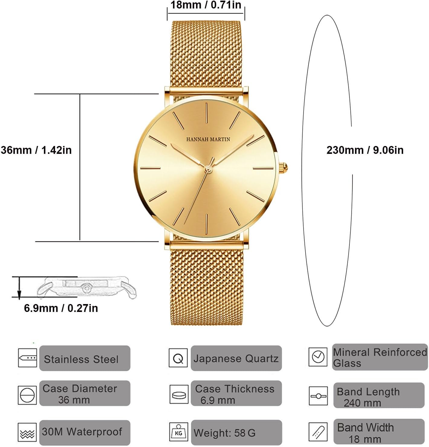Women Watches Minimalist Fashion Quartz Wrist Watch Party Dress Bracelet Watch for Ladies with Stainless Steel Mesh Band - Image 5