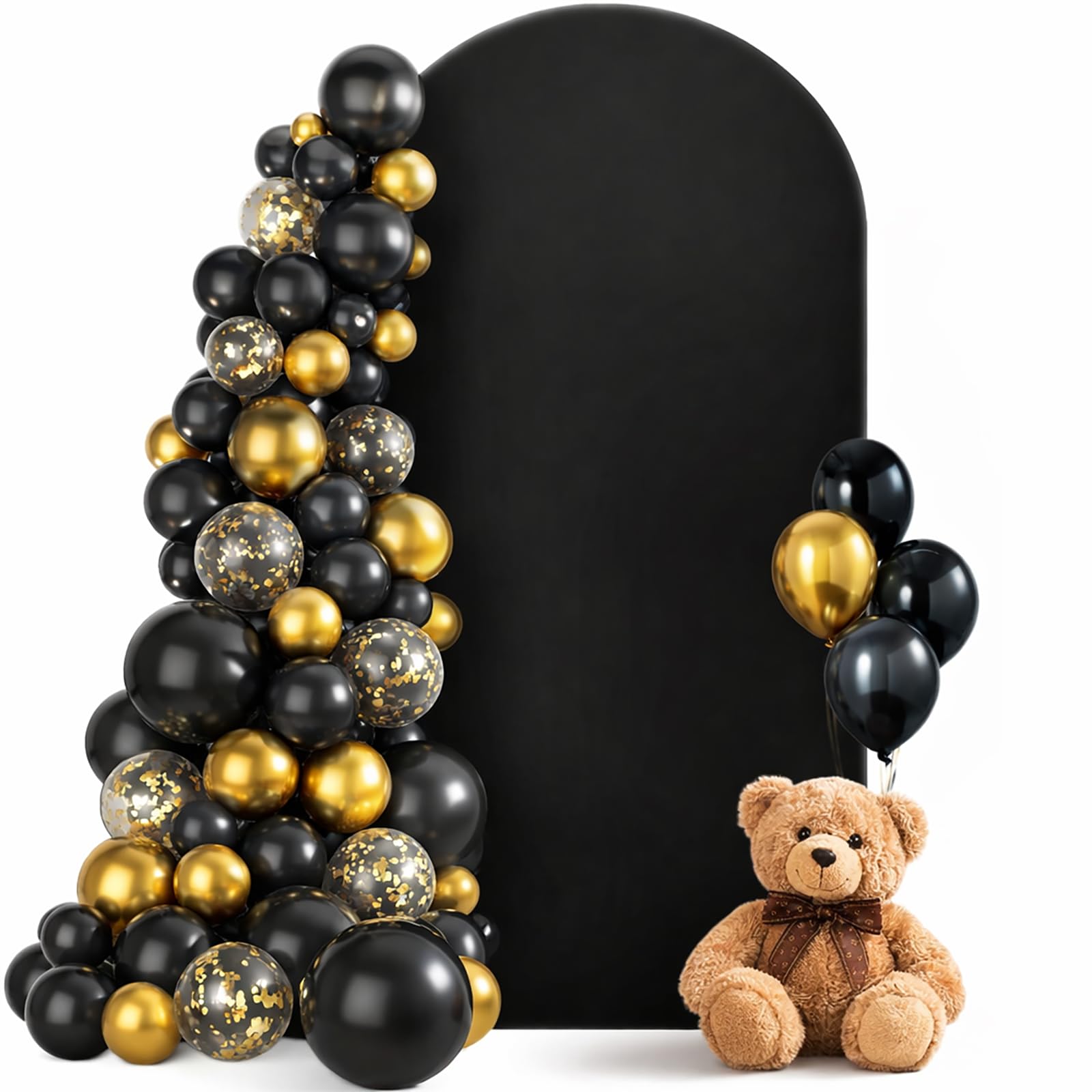 Cubierta de fondo de arco – arco de boda de doble cara con parte superior redonda, fondo fotográfico ideal para bodas, cumpleaños, ceremonias, fiestas y banquetes (negro, 1 x 2 m)