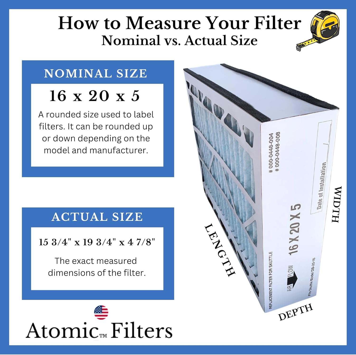 Atomic Compatible Skuttle 000-0448-008 for 20X16X5 MERV 11 Furnace Filter (2-pack)