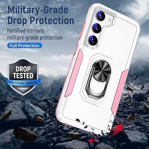 Miniatura 5 de Funda para Samsung Galaxy S23 con 2 protectores de pantalla, grado militar, doble capa a prueba de golpes, resistente, soporte de anillo magnético