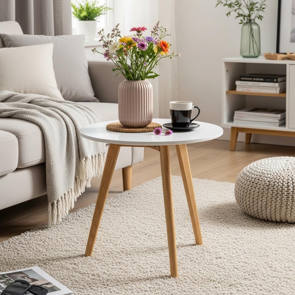 AUPROTEC Tischplatte rund Ø 500 mm - 25 mm stark, Kratzfest & pflegeleicht I ideal für Esstisch, Couchtisch & Wohnbereich I vielseitig einsetzbar I Weiß mit ABS Kante