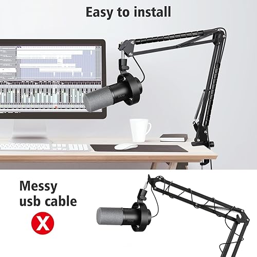 Miniatura 2 de SUNMON Brazo de brazo para micrófono Fifine K688 con adaptador de 38" a 58" y funda para cable