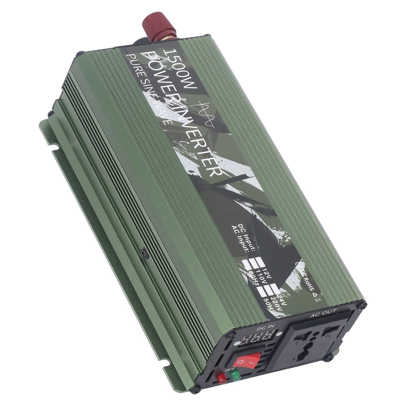Przetwornica Czystej Fali Sinusoidalnej o Mocy 1500 W Stop Aluminium DC12V Do AC220V Falownik Samochodowy na energię słoneczną Rzeczywista Moc Wentylatora Chłodzącego o Mocy 600 W
