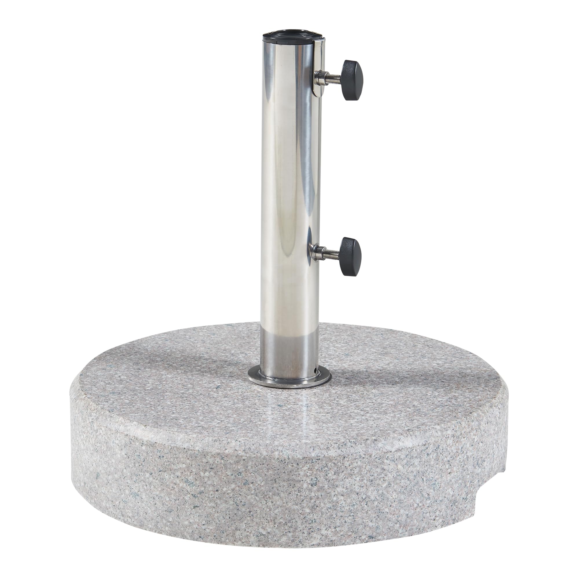 casa.pro Soporte de Sombrilla para Terraza con 2 Tornillos de Bloqueo Base para Parasol Apto para Poste con Diámetro: 25/32/38/49 mm Duradera Natural Plástico Redonda Granito Ø38x9cm - Gris