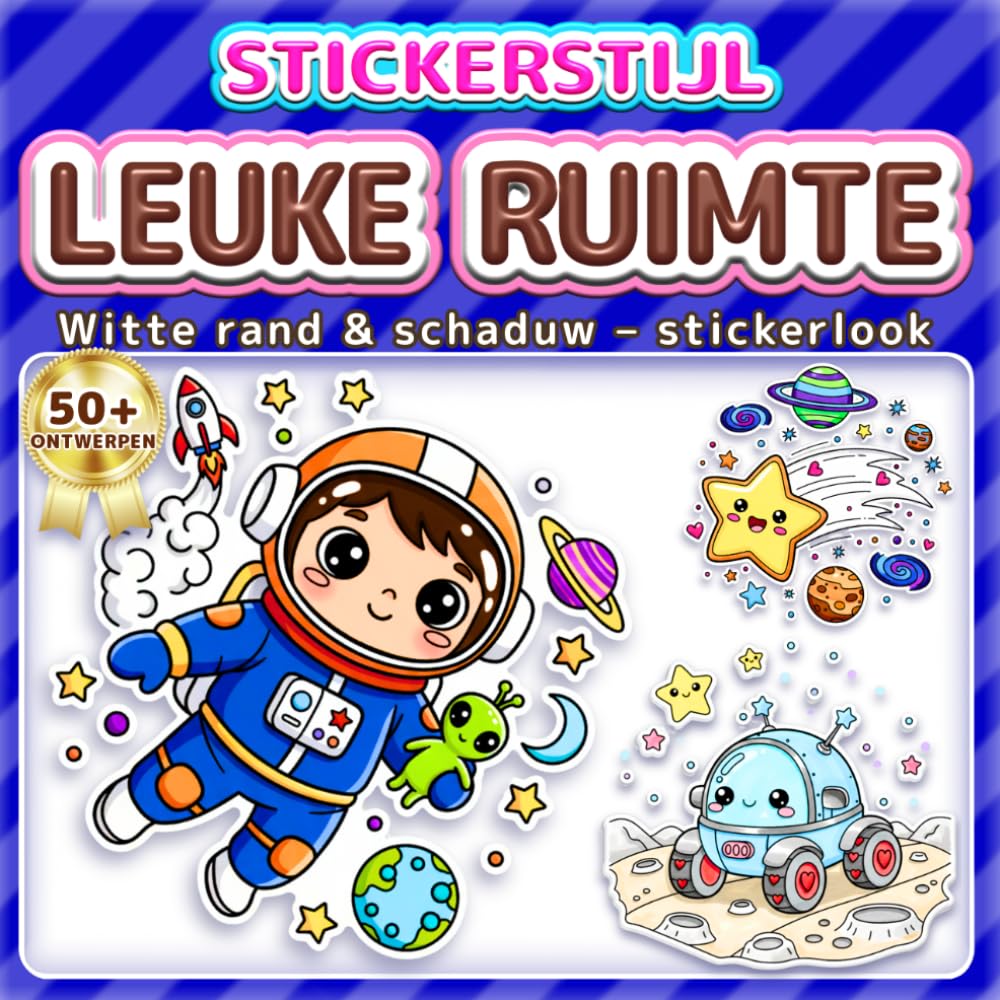 LEUKE RUIMTE: EENVOUDIG & LEUK KLEURBOEK: 50+ Stickerstijl ontwerpen voor kinderen, volwassenen en senioren. Ontspanning, mindfulness en cadeau voor ruimteliefhebbers