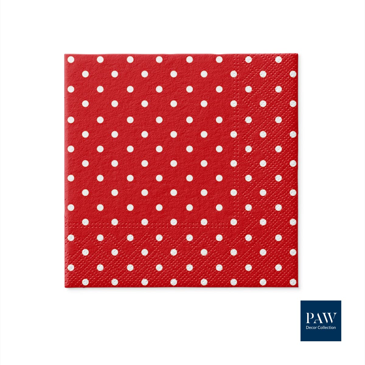 33 x 33 cm 3-warstwowe serwetki. 20 sztuk. Nadruk farbami na bazie wody. Kropki – czerwone. Idealne na Walentynki, urodziny, imprezę w ogrodzie, uroczystości rodzinne, piknik.