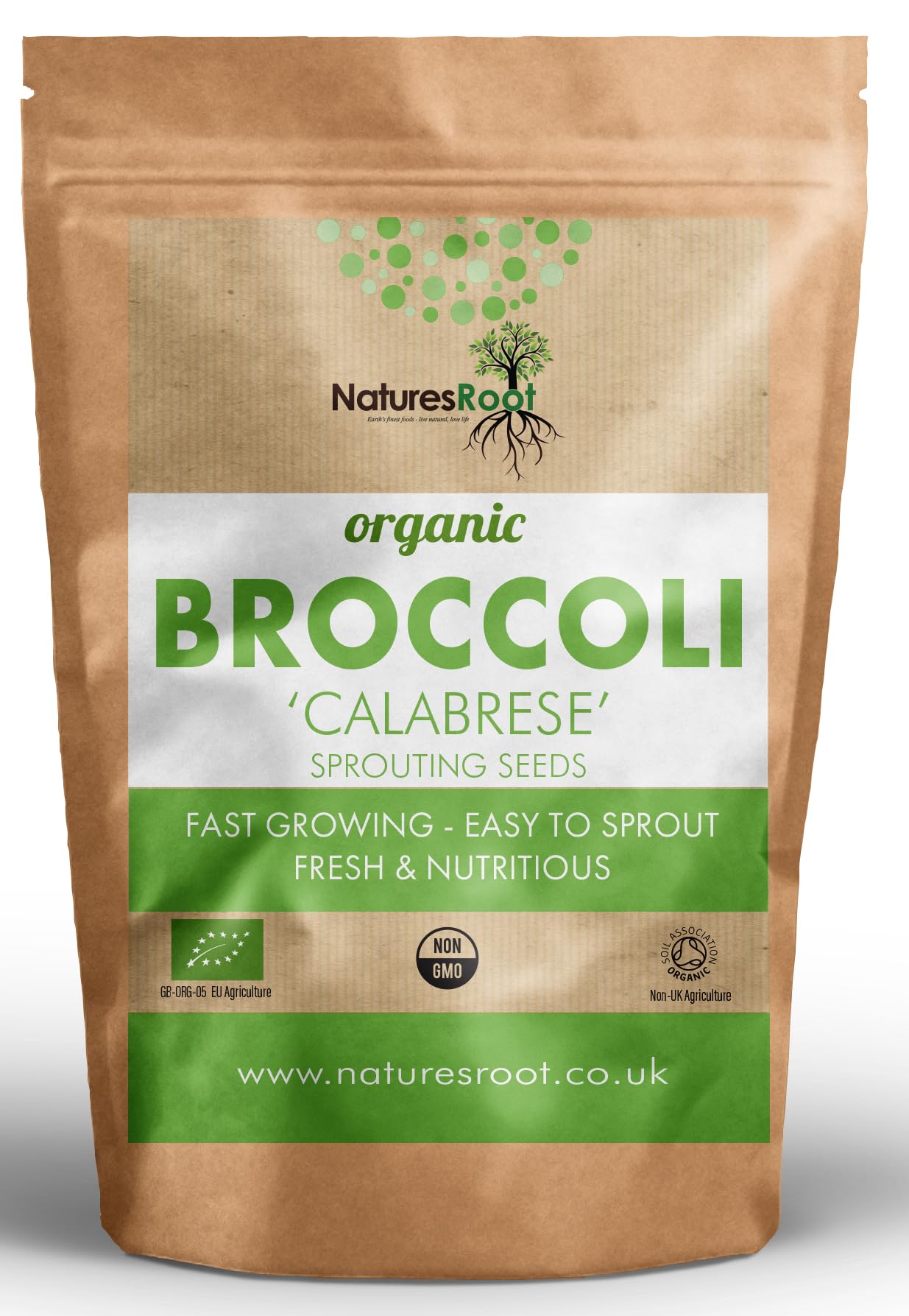 Nature’s Root Organic Broccoli (Calabrese) Sprouting Seeds 125g - Microgreen Sprouting Seeds | Easy to Grow | Tasty Microgreens | Organic Superfood | Non-GMO