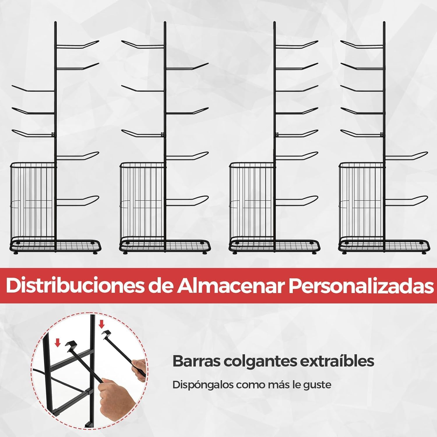 GOPLUS Estante para Pelotas de 7 Niveles, Soporte Vertical Independiente con Cesta Lateral y Barras Colgantes Extraíbles, Organizador de Equipos Deportivos para Baloncesto Fútbol Voleibol Rugby