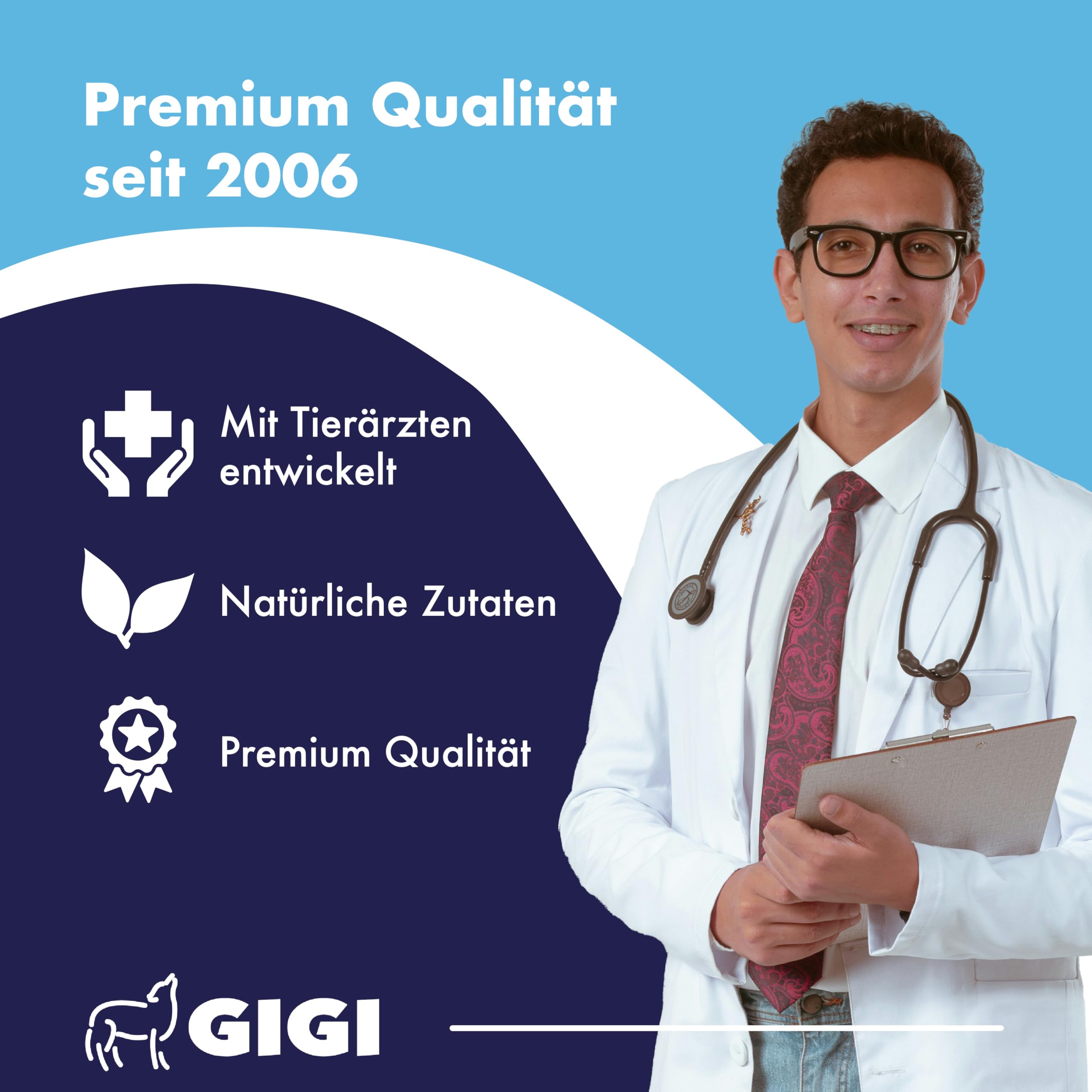 Zahnpflege Pulver für Hunde & Katzen gegen Zahnstein & Zahnbelag | Wasserzusatz für frischen Atem, Mundflora & tägliche Zahnpflege - Dental Care 105 g