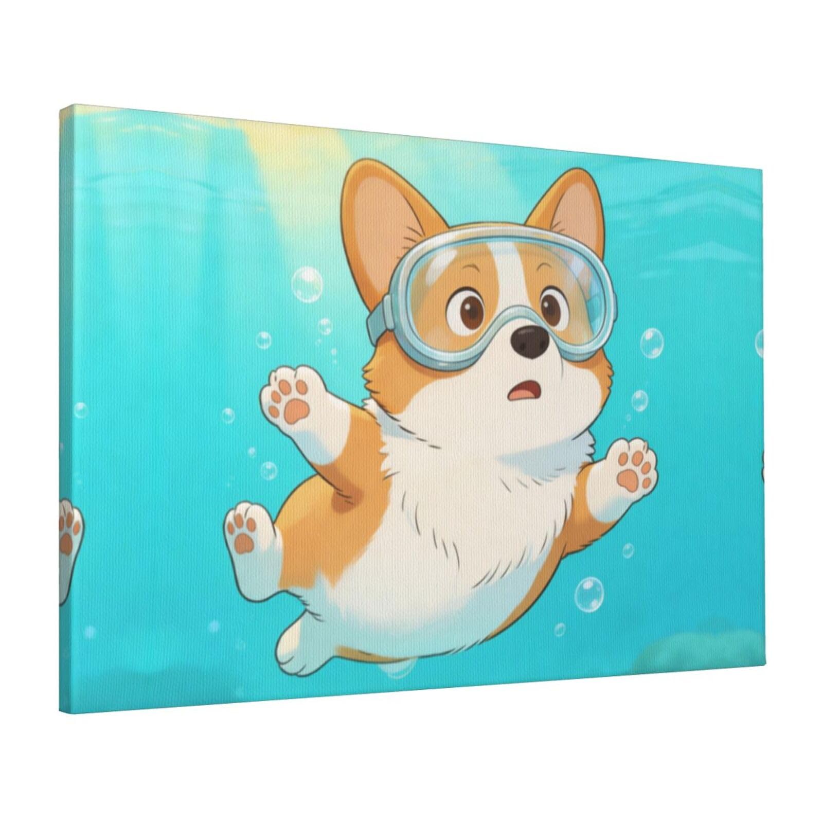 CNTDBU Dog Handsome Canvas Wall Art 16x24 Inch-Large Modern Painting Print for Living Room, Framed Ready to Hang Artwork for Bedroom