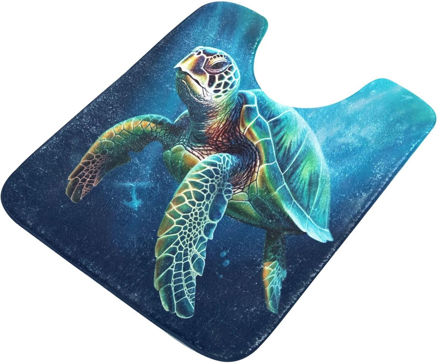 Sea Turtle U-Shaped Toilet Rug 20" x 24" Contoured Toilet Mat Absorbent Shaggy Bathroom Rug Floor Mats