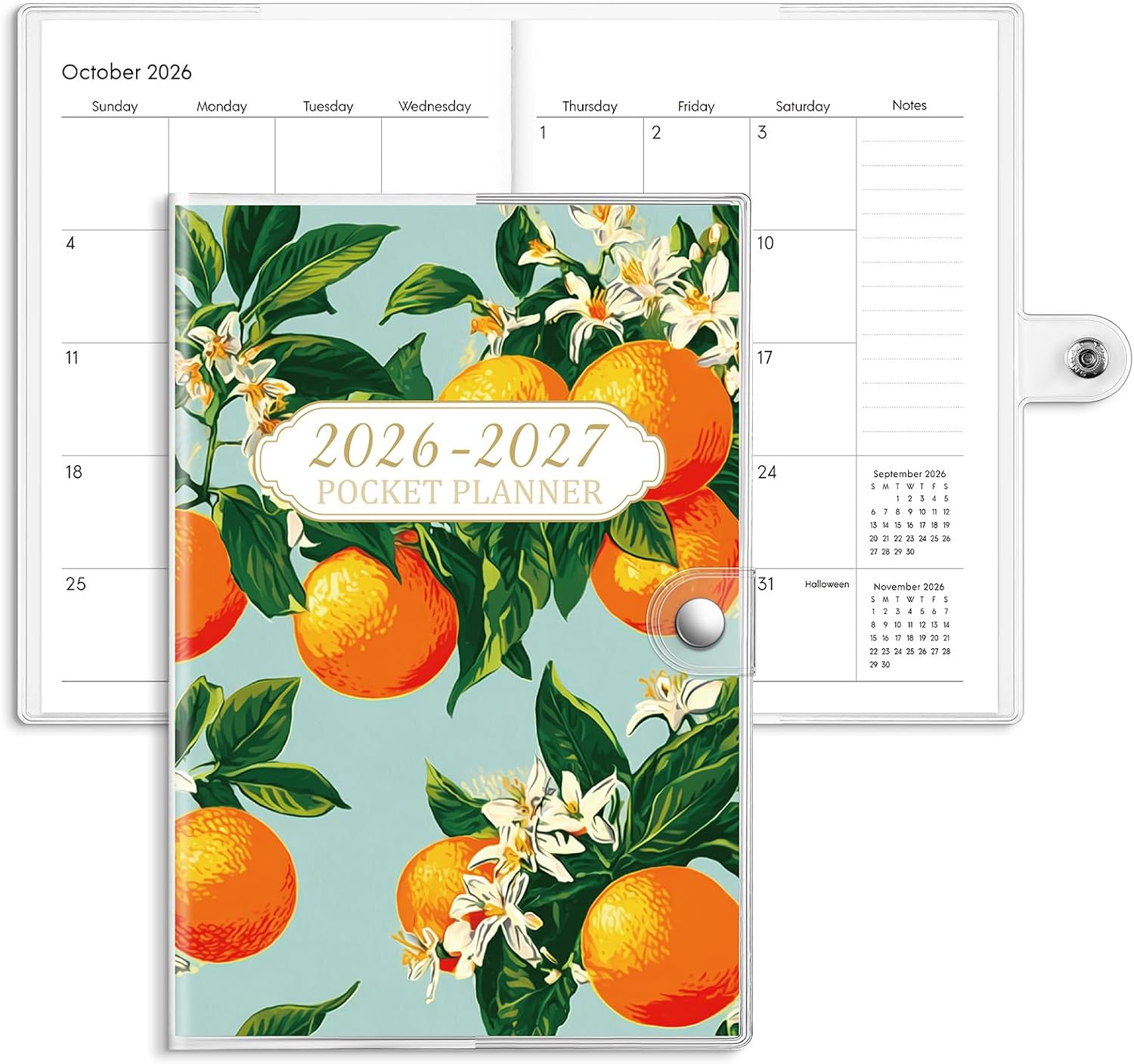 Eaasty A5 2026-2027 Weekly and Monthly Planner 24 Monthly Calendar Planner Notebook with PVC Cover Appreciation Gift for Women Teacher Planning Office Supplies(Mentha Neroli)